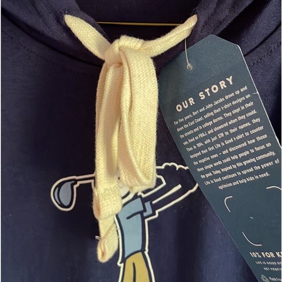 Life is Good Golf Crusher Long Sleeve Hooded Tee Shirt Golfer.  Size Medium Navy - Picture 10 of 11